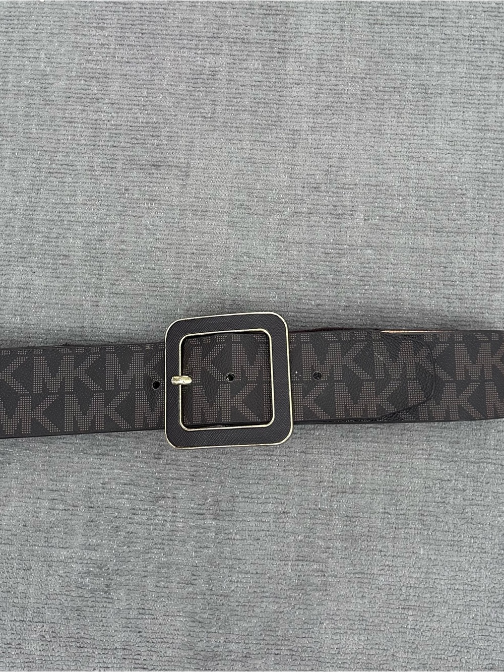 Michael Kors Brown MK Logo Belt with Square Buckle